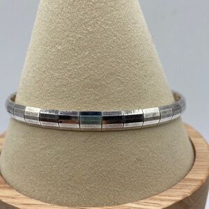 Vintage Milor Italy Sterling Silver 925 Mirror Link Flexible Bangle Bracelet 8”L